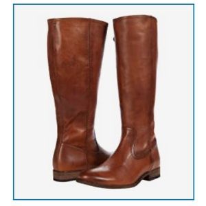 Frye Melissa Inside Zip Boots Cognac Sz 10